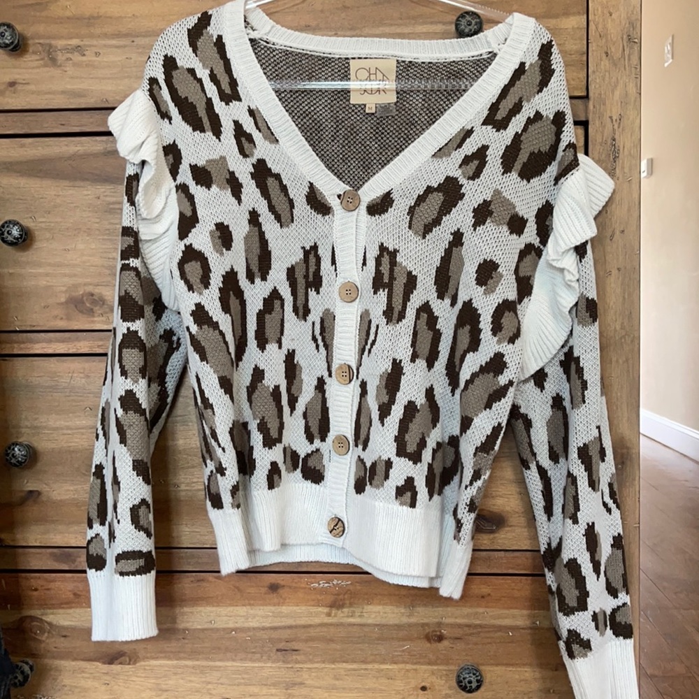 Chaser leopard cardigan